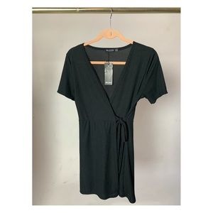 Mini rib wrap dress